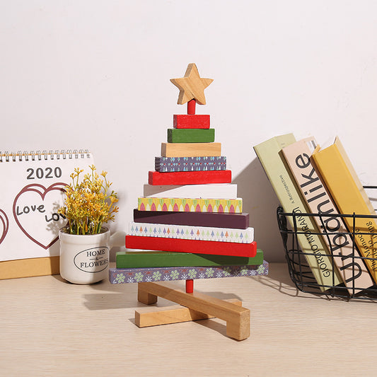 Small Christmas Tree Tabletop Artificial Mini Christmas Tree Building Blocks Decorations Desktop Indoor for Winter Xmas