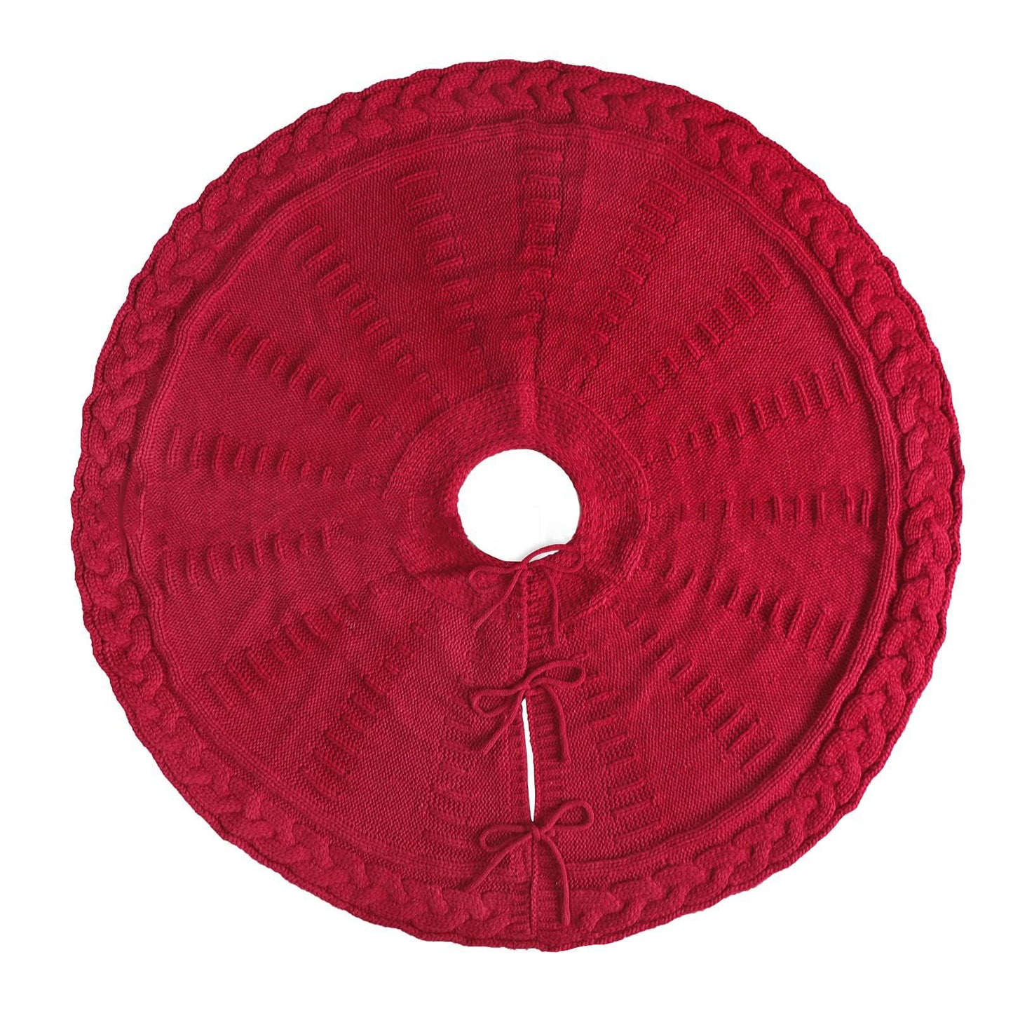 Christmas Knitted Tree Skirt Red Decorations